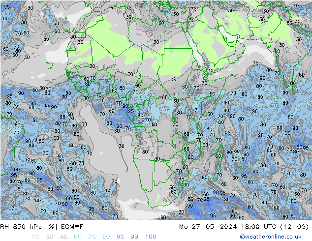 850 hPa Nispi Nem ECMWF Pzt 27.05.2024 18 UTC