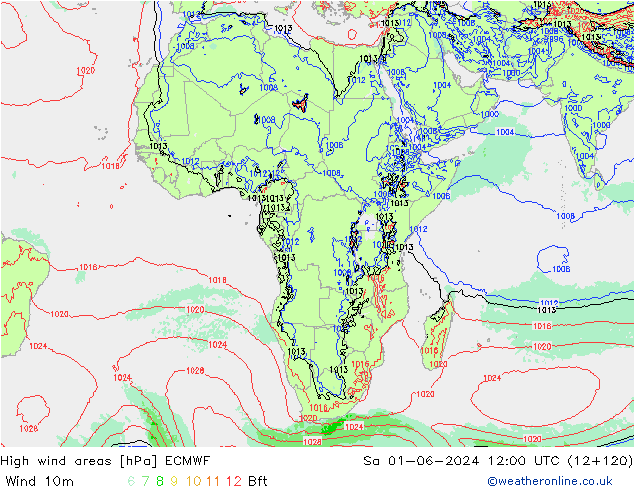 High wind areas ECMWF sab 01.06.2024 12 UTC