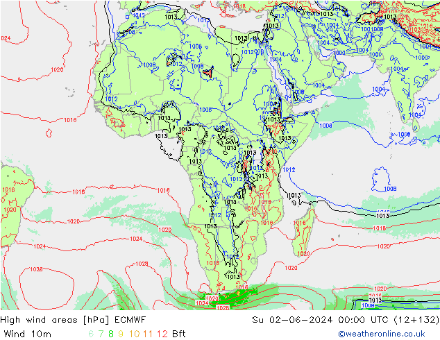 High wind areas ECMWF Su 02.06.2024 00 UTC