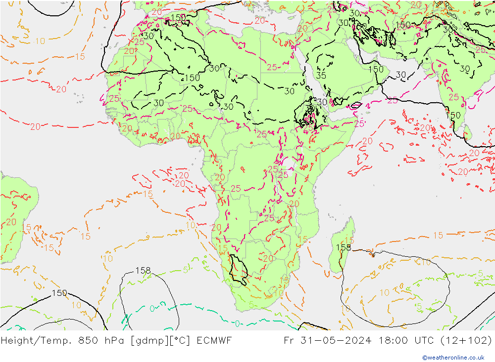 Z500/Yağmur (+YB)/Z850 ECMWF Cu 31.05.2024 18 UTC