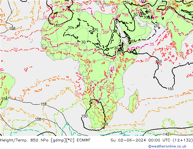 Z500/Rain (+SLP)/Z850 ECMWF dom 02.06.2024 00 UTC