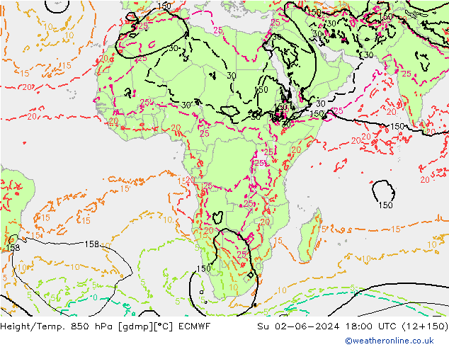 Height/Temp. 850 hPa ECMWF Ne 02.06.2024 18 UTC