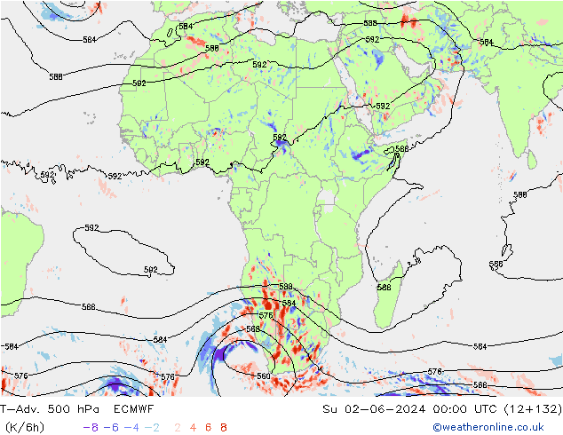 T-Adv. 500 hPa ECMWF Su 02.06.2024 00 UTC