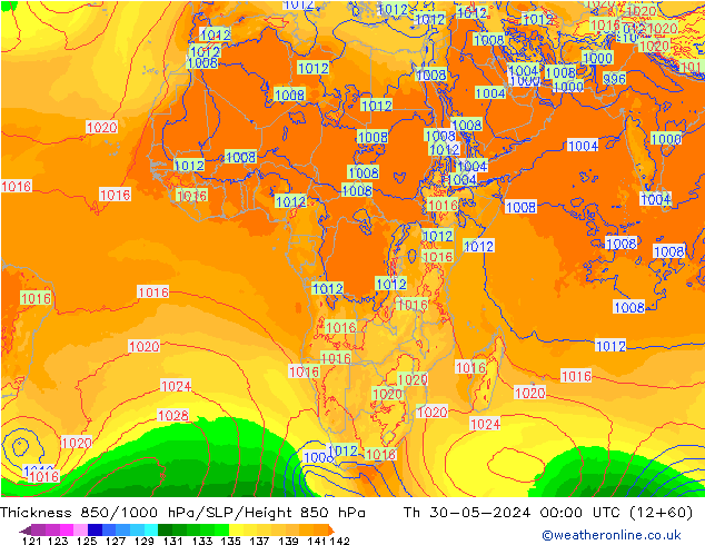 850-1000 hPa Kalınlığı ECMWF Per 30.05.2024 00 UTC