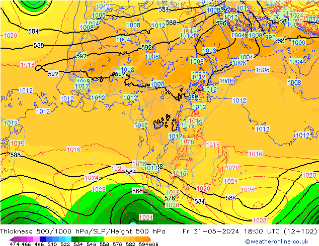 500-1000 hPa Kalınlığı ECMWF Cu 31.05.2024 18 UTC