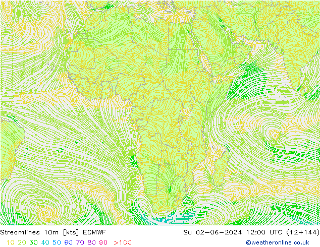 Rüzgar 10m ECMWF Paz 02.06.2024 12 UTC