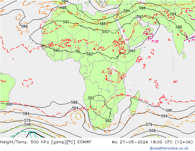 Height/Temp. 500 hPa ECMWF Mo 27.05.2024 18 UTC