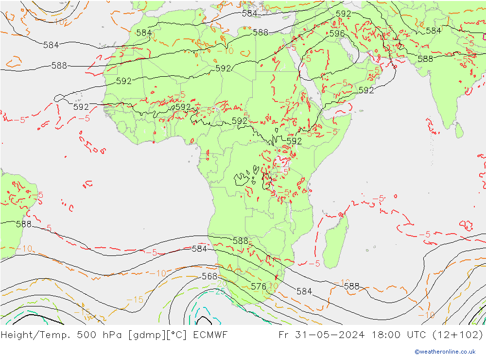 Z500/Yağmur (+YB)/Z850 ECMWF Cu 31.05.2024 18 UTC