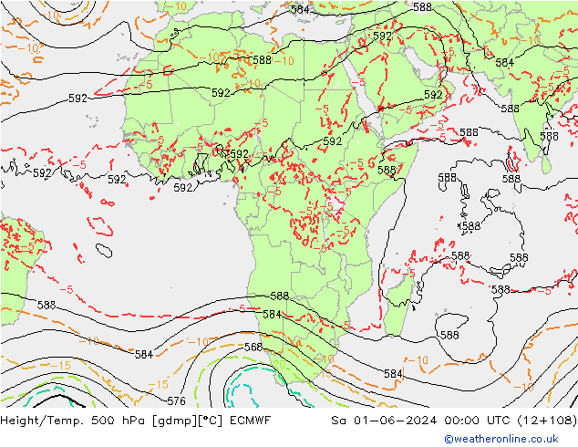 Z500/Rain (+SLP)/Z850 ECMWF Sa 01.06.2024 00 UTC