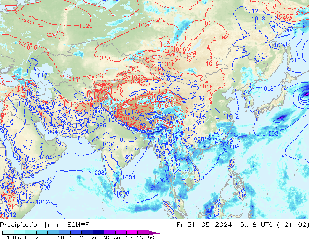 Precipitation ECMWF Fr 31.05.2024 18 UTC