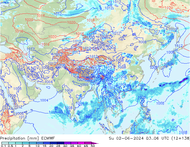 осадки ECMWF Вс 02.06.2024 06 UTC