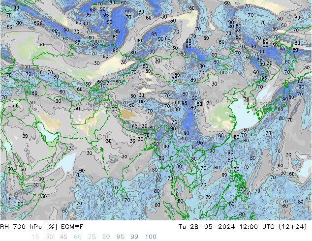 RH 700 hPa ECMWF  28.05.2024 12 UTC