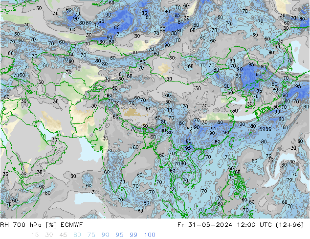 RH 700 гПа ECMWF пт 31.05.2024 12 UTC