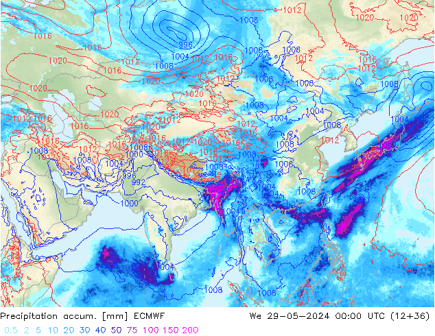 Toplam Yağış ECMWF Çar 29.05.2024 00 UTC