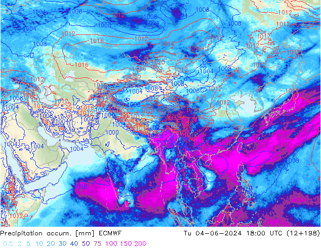 Totale neerslag ECMWF di 04.06.2024 18 UTC