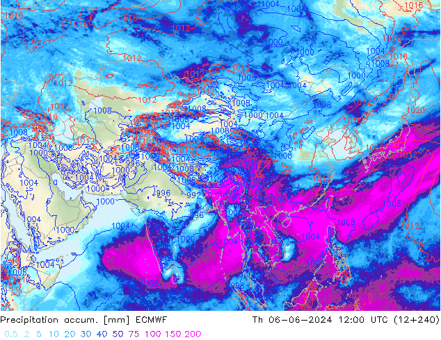 Precipitation accum. ECMWF gio 06.06.2024 12 UTC