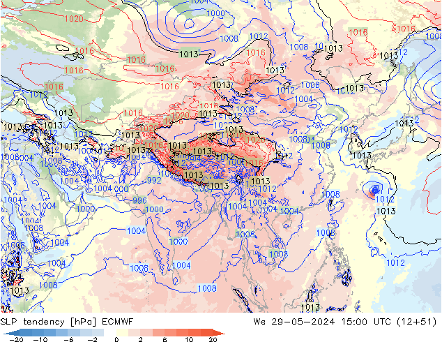 SLP tendency ECMWF Qua 29.05.2024 15 UTC