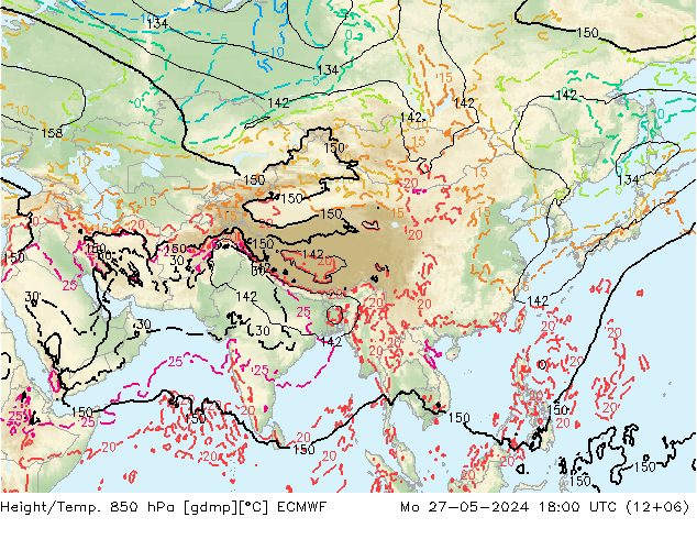 Z500/Yağmur (+YB)/Z850 ECMWF Pzt 27.05.2024 18 UTC