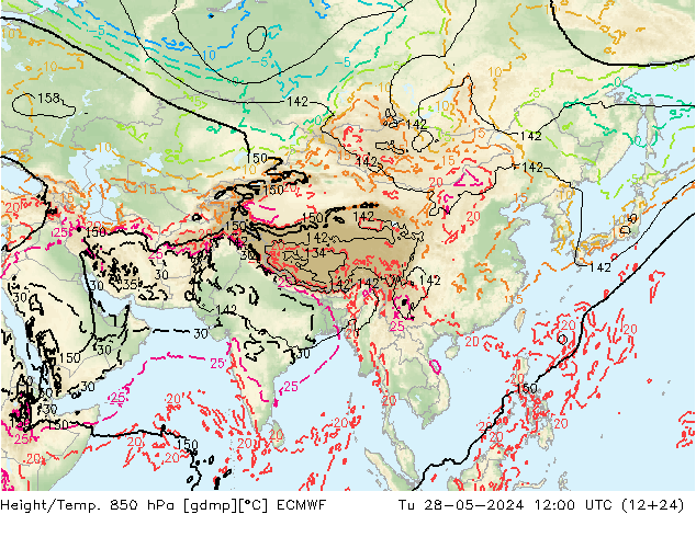 Z500/Rain (+SLP)/Z850 ECMWF Ter 28.05.2024 12 UTC