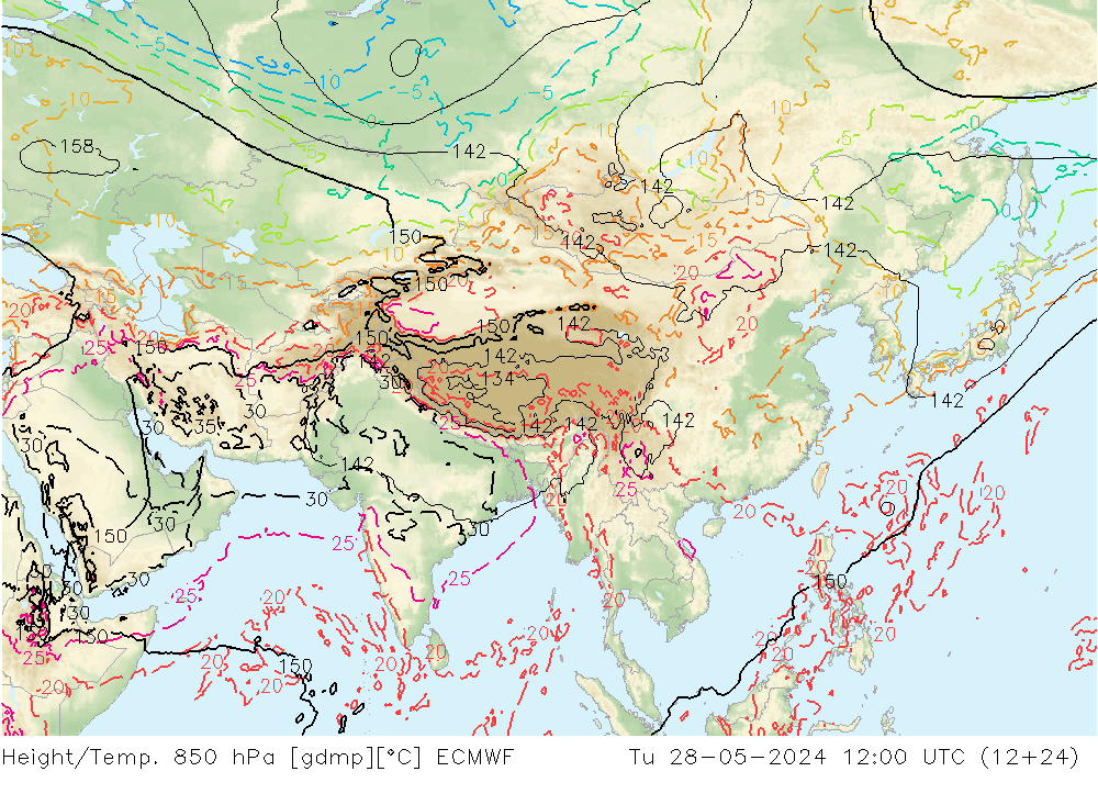 Z500/Rain (+SLP)/Z850 ECMWF  28.05.2024 12 UTC