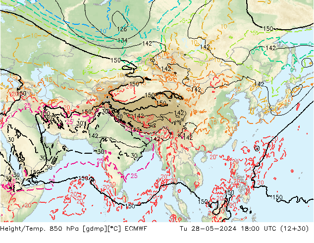 Z500/Rain (+SLP)/Z850 ECMWF Tu 28.05.2024 18 UTC