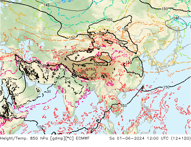 Z500/Rain (+SLP)/Z850 ECMWF Sa 01.06.2024 12 UTC