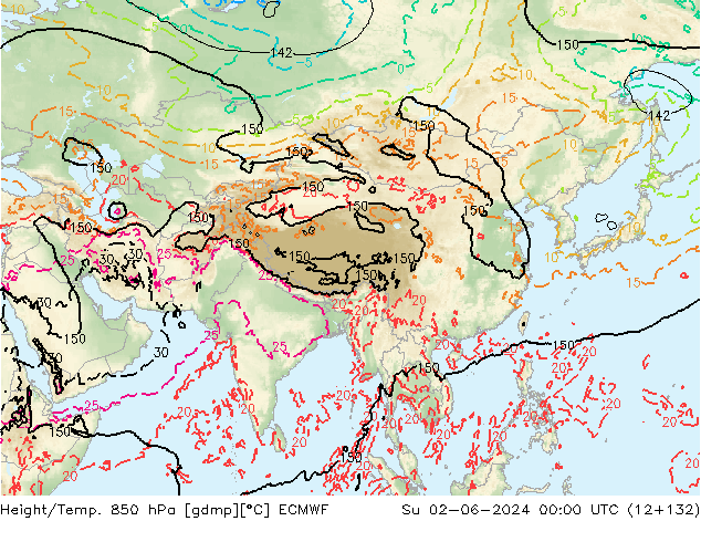 Z500/Rain (+SLP)/Z850 ECMWF Dom 02.06.2024 00 UTC