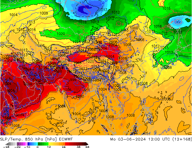 SLP/Temp. 850 hPa ECMWF ma 03.06.2024 12 UTC