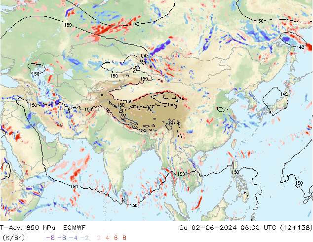 T-Adv. 850 hPa ECMWF Su 02.06.2024 06 UTC