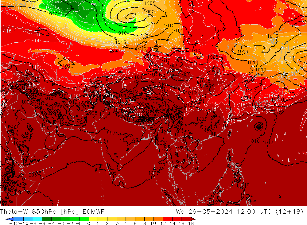 Theta-W 850hPa ECMWF We 29.05.2024 12 UTC