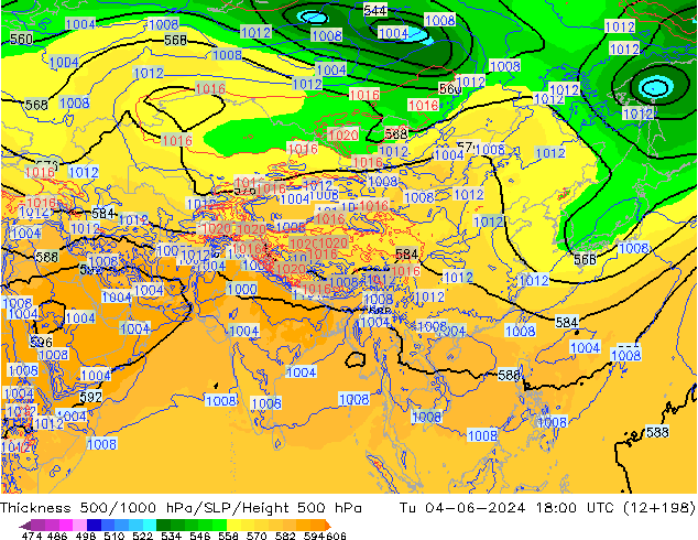 500-1000 hPa Kalınlığı ECMWF Sa 04.06.2024 18 UTC