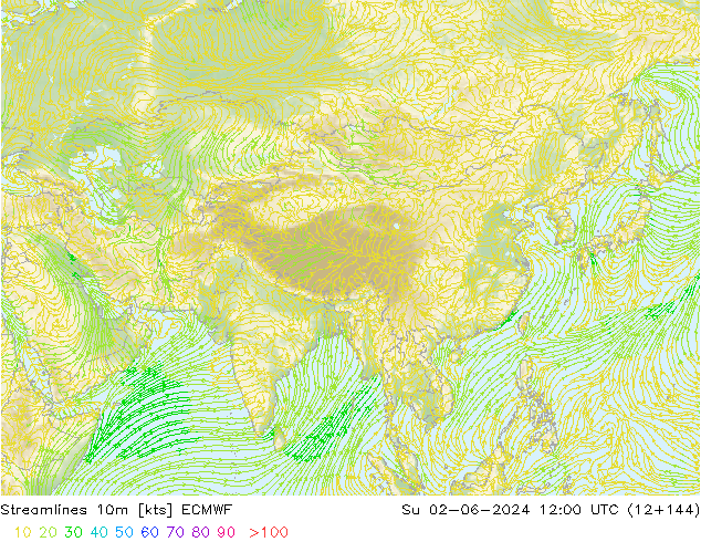 ветер 10m ECMWF Вс 02.06.2024 12 UTC