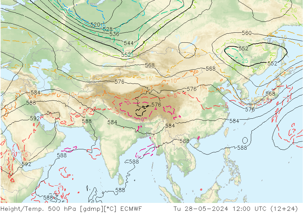 Z500/Rain (+SLP)/Z850 ECMWF  28.05.2024 12 UTC