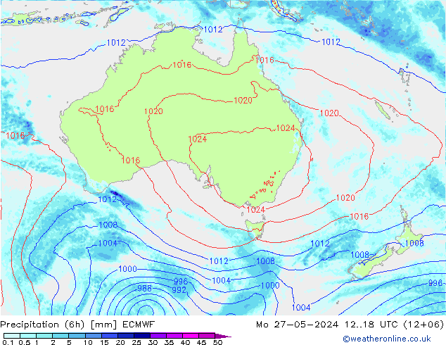 Z500/Rain (+SLP)/Z850 ECMWF Po 27.05.2024 18 UTC