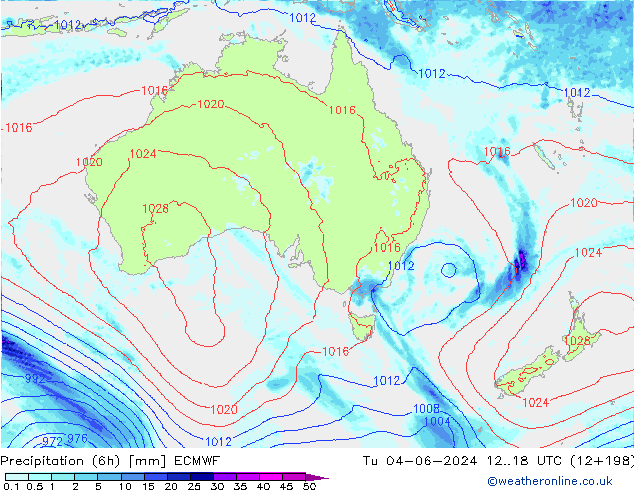 Precipitación (6h) ECMWF mar 04.06.2024 18 UTC