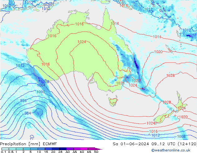 Precipitation ECMWF Sa 01.06.2024 12 UTC