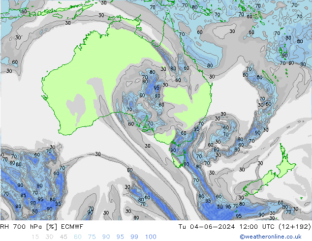 Humedad rel. 700hPa ECMWF mar 04.06.2024 12 UTC