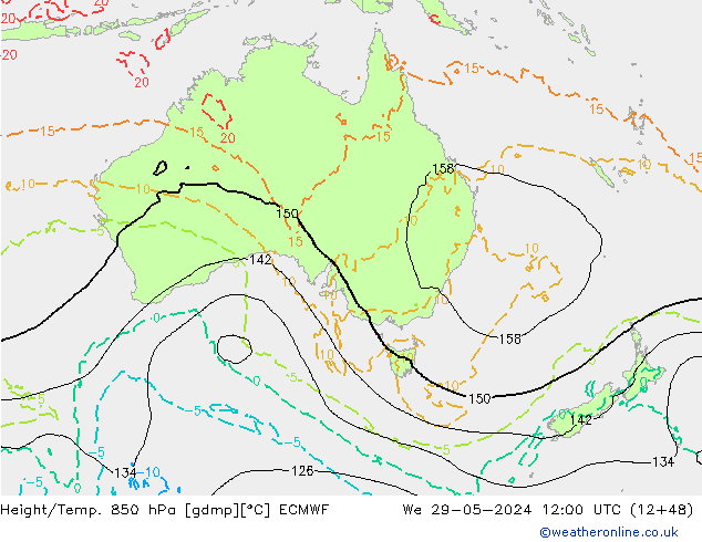 Yükseklik/Sıc. 850 hPa ECMWF Çar 29.05.2024 12 UTC