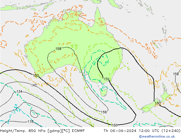 Height/Temp. 850 гПа ECMWF чт 06.06.2024 12 UTC
