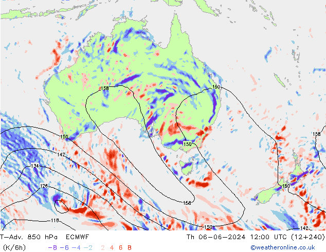 T-Adv. 850 hPa ECMWF jue 06.06.2024 12 UTC