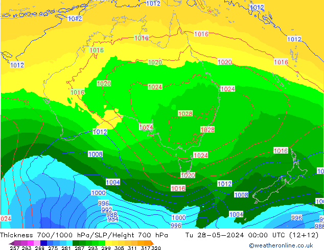 Thck 700-1000 hPa ECMWF Tu 28.05.2024 00 UTC