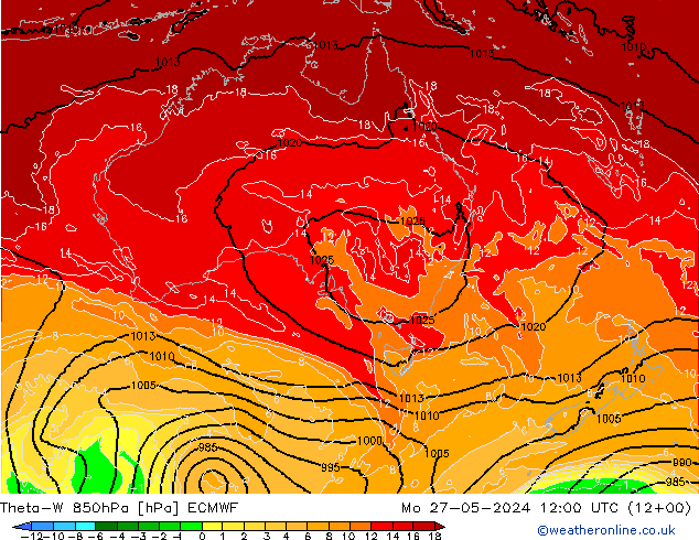 Theta-W 850hPa ECMWF Pzt 27.05.2024 12 UTC