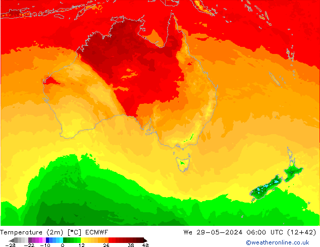 Temperatuurkaart (2m) ECMWF wo 29.05.2024 06 UTC