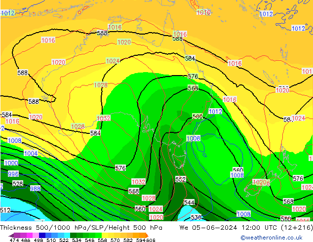 Thck 500-1000hPa ECMWF mer 05.06.2024 12 UTC