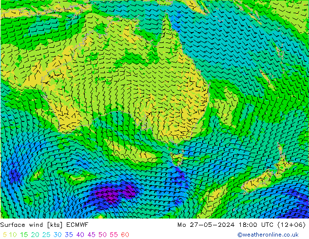 Vento 10 m ECMWF lun 27.05.2024 18 UTC