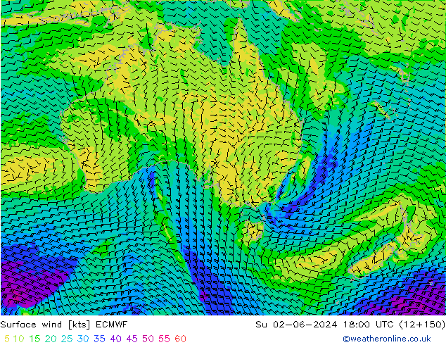 Vent 10 m ECMWF dim 02.06.2024 18 UTC