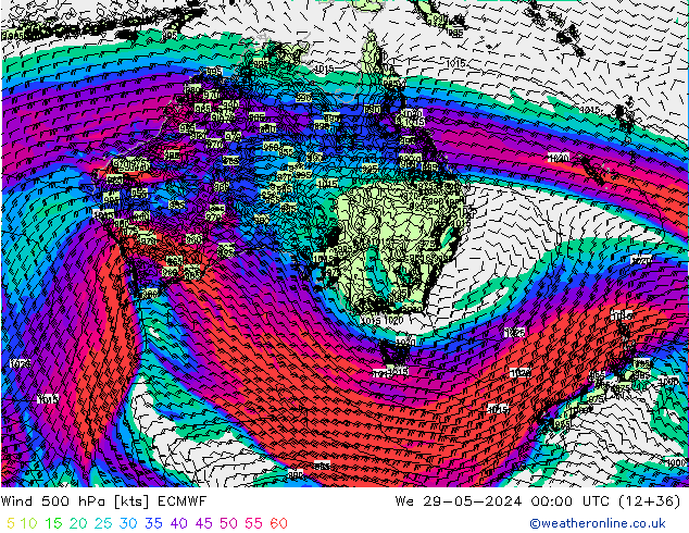 Wind 500 hPa ECMWF wo 29.05.2024 00 UTC