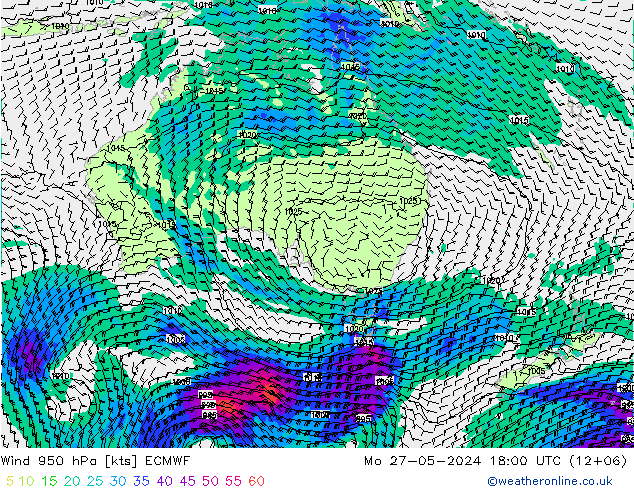 Wind 950 hPa ECMWF Po 27.05.2024 18 UTC