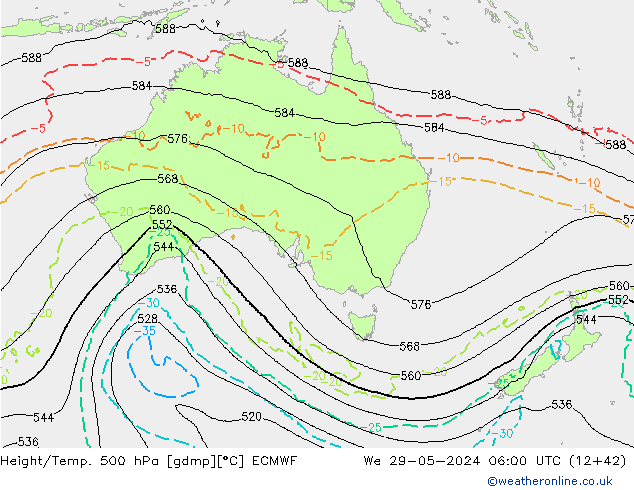 Z500/Regen(+SLP)/Z850 ECMWF wo 29.05.2024 06 UTC