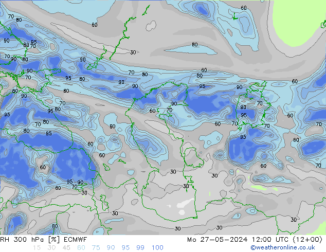 RH 300 hPa ECMWF Seg 27.05.2024 12 UTC